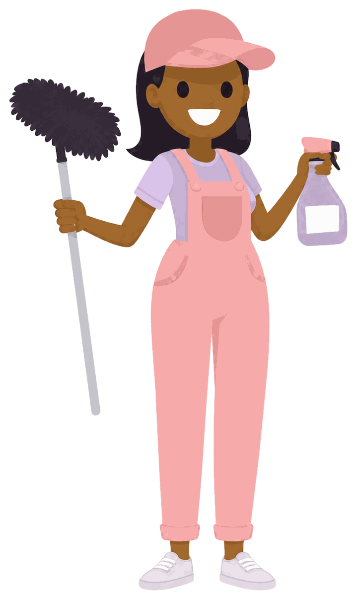 Françoise, votre professionnelle du ménage à Fonsorbes, avec plumeau et flacon spray